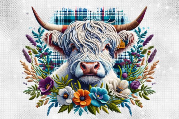 Faux Embroidered Highland Cow PNG: A Versatile Digital Design for Creative Projects