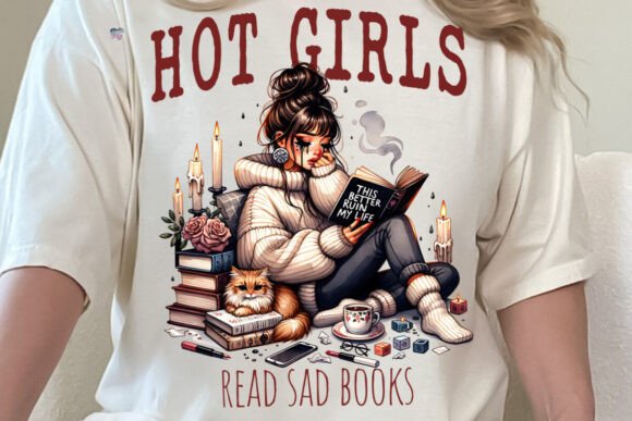 Hot Girls Read Sad Books PNG Book Lover: A Design That Speaks to Emotional Readers