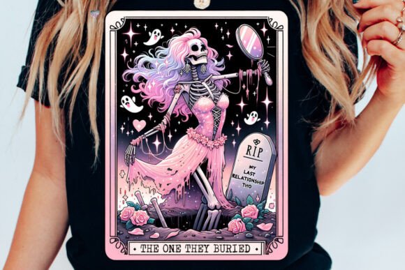 Pastel Goth Skeleton Tarot PNG Buried: Bringing Haunted Elegance to Your Next Creative Project