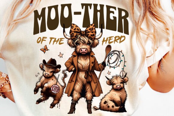 Sassy Highland Cow Mom PNG Brings Farm-Fresh Humor to Sublimation
