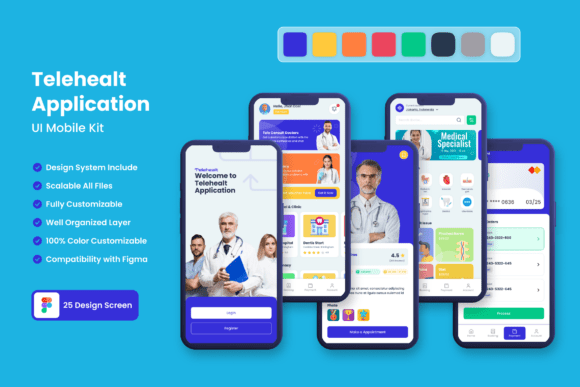 Telehealt Application Mobile UI KIT: A Comprehensive Design System for Healthcare Mobile Apps